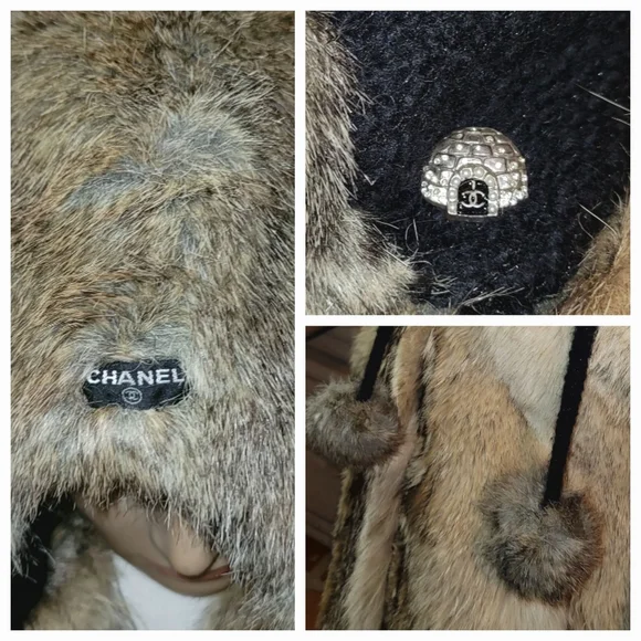 Chanel Fur Merino Wool Fabric Winter pompom Hat